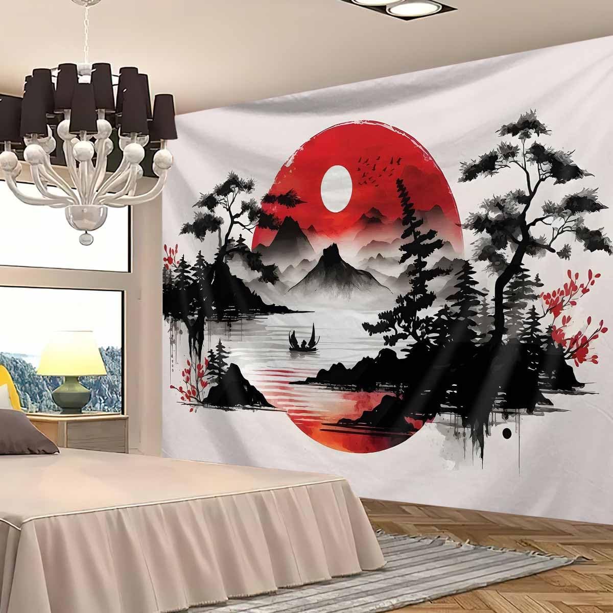 Japanese Mountain Landscape Ta - Wall Scroll Tapestry recension och pris