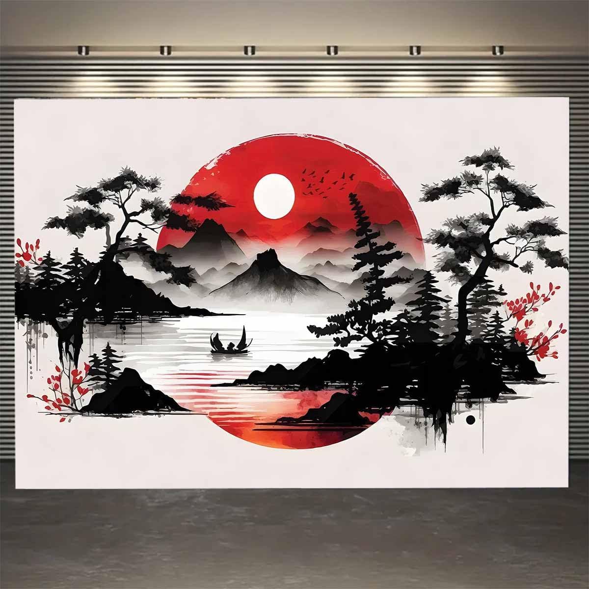 Japanese Mountain Landscape Ta - Wall Scroll Tapestry recension och pris