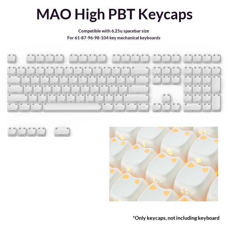 113 Key MAO Cute Cat Ear Trans - Keycap Artisan Anime recension och pris