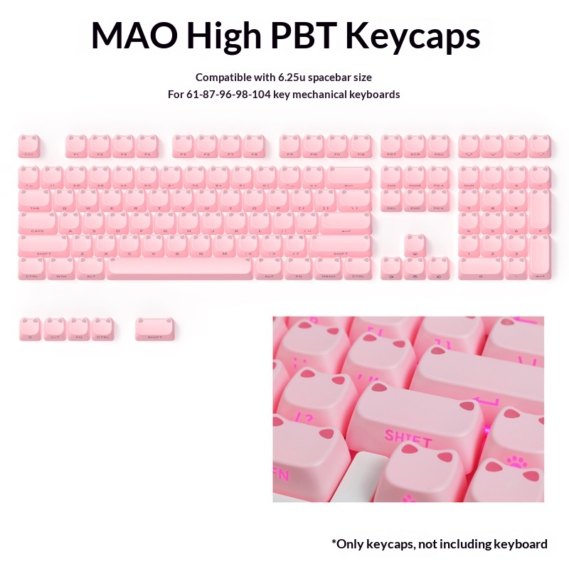 113 Key MAO Cute Cat Ear Trans - Keycap Artisan Anime recension och pris
