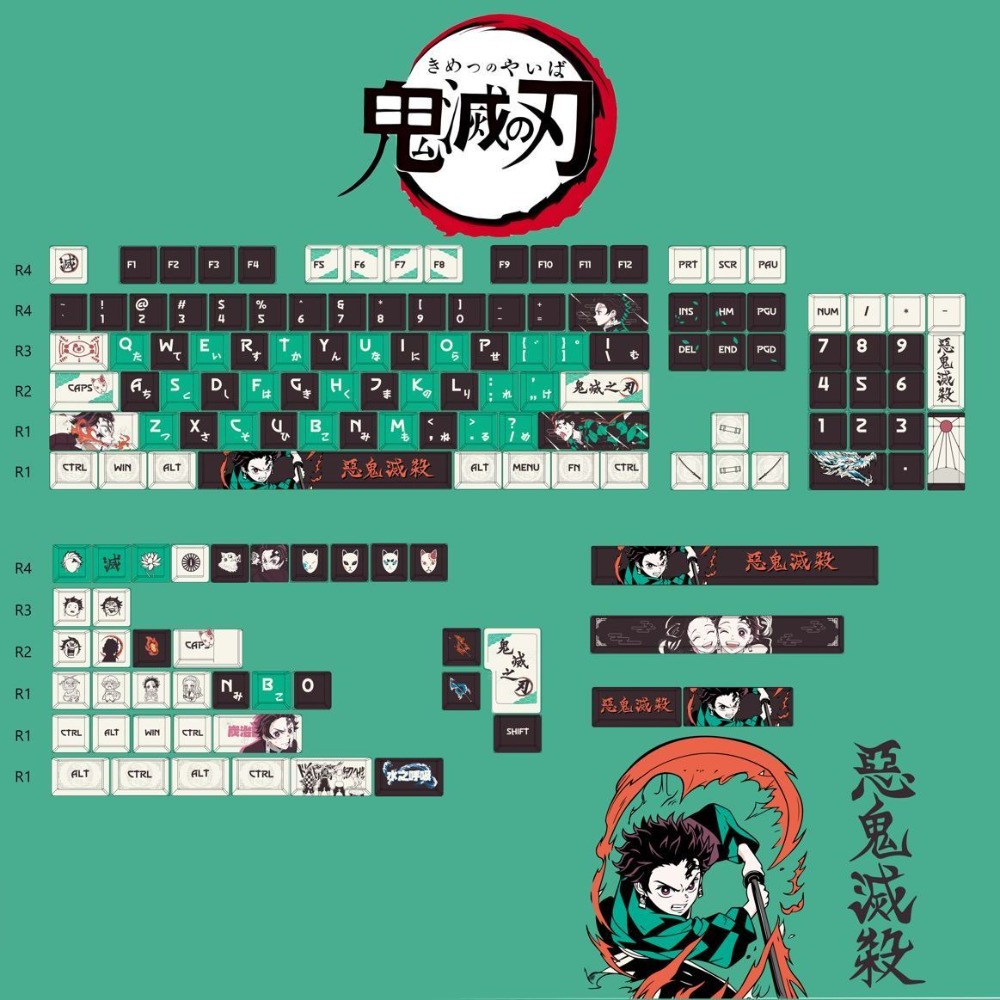 Demon Slayer Keycaps Tanjiro K - Keycap Artisan Anime recension och pris